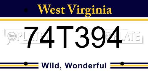 74T394 West Virginia License Plate