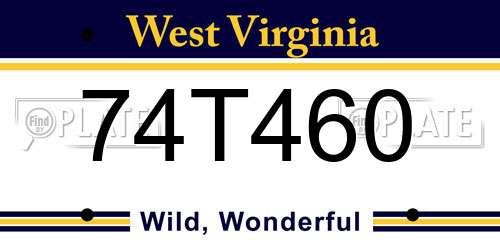 74T460 West Virginia License Plate