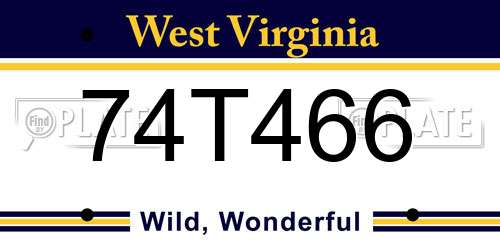 74T466 West Virginia License Plate