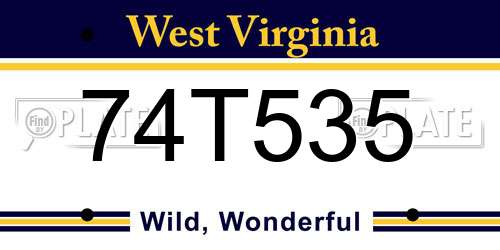 74T535 West Virginia License Plate