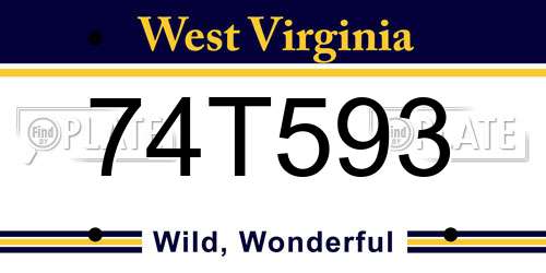 74T593 West Virginia License Plate