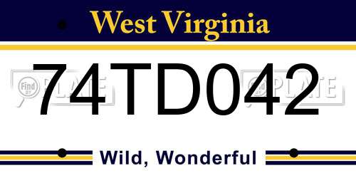 74TD042 West Virginia License Plate