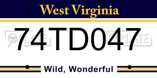 74TD047 West Virginia License Plate