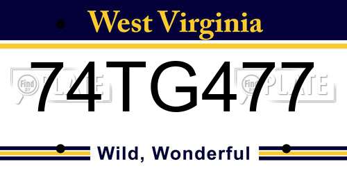 74TG477 West Virginia License Plate