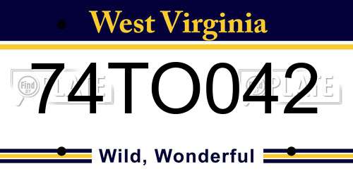 74TO042 West Virginia License Plate