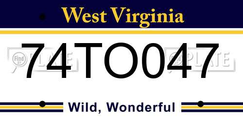 74TO047 West Virginia License Plate
