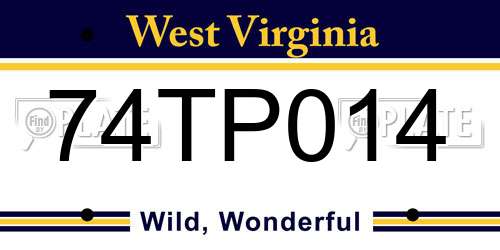 74TP014 West Virginia License Plate