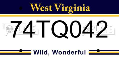74TQ042 West Virginia License Plate