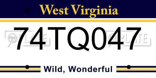 74TQ047 West Virginia License Plate