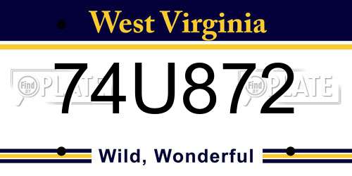 74U872 West Virginia License Plate