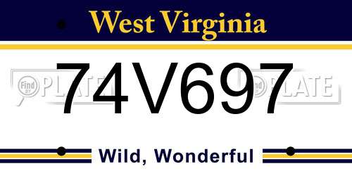 74V697 West Virginia License Plate