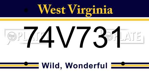 74V731 West Virginia License Plate