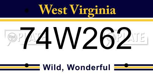 74W262 West Virginia License Plate