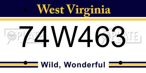 74W463 West Virginia License Plate