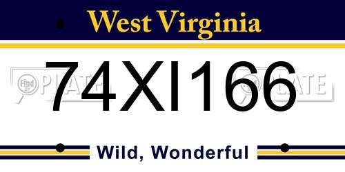 74XI166 West Virginia License Plate
