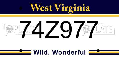 74Z977 West Virginia License Plate