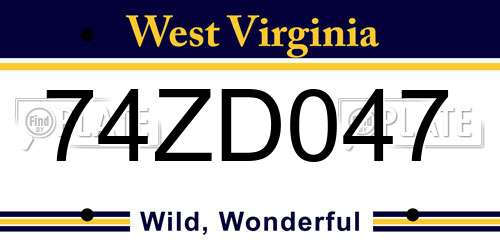 74ZD047 West Virginia License Plate