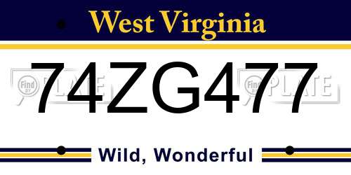 74ZG477 West Virginia License Plate