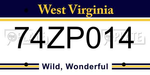 74ZP014 West Virginia License Plate