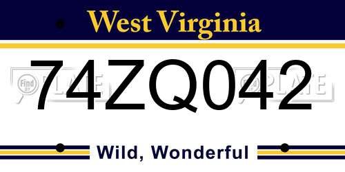 74ZQ042 West Virginia License Plate