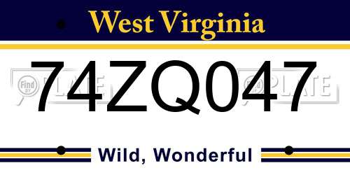 74ZQ047 West Virginia License Plate