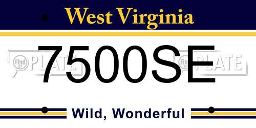 7500SE West Virginia License Plate