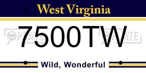7500TW West Virginia License Plate