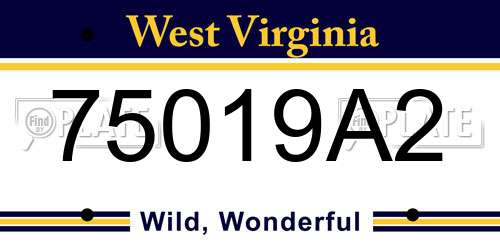75019A2 West Virginia License Plate