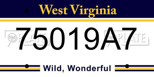 75019A7 West Virginia License Plate