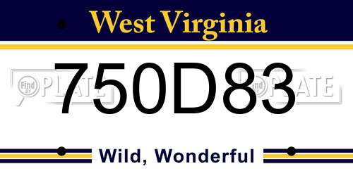 750D83 West Virginia License Plate