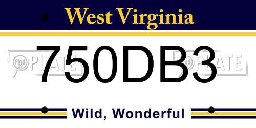 750DB3 West Virginia License Plate