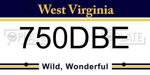 750DBE West Virginia License Plate