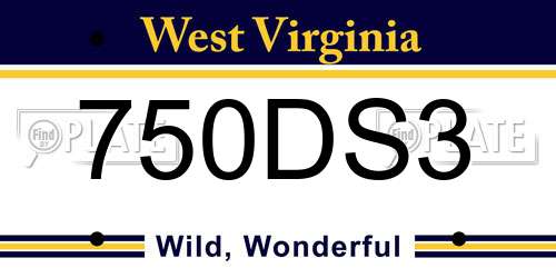 750DS3 West Virginia License Plate