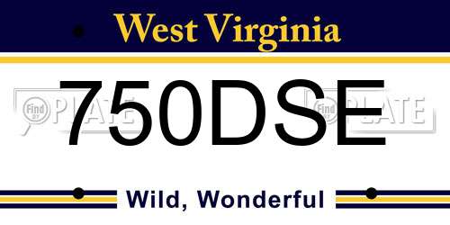 750DSE West Virginia License Plate