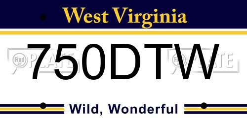 750DTW West Virginia License Plate
