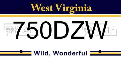 750DZW West Virginia License Plate