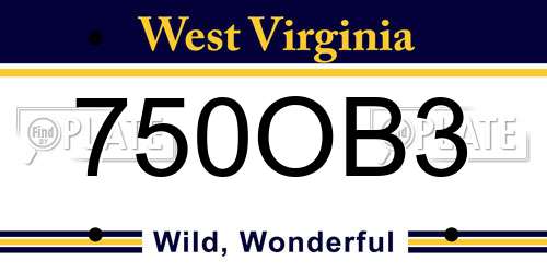 750OB3 West Virginia License Plate