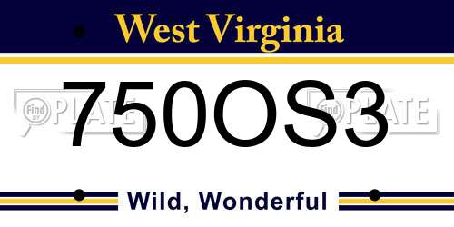 750OS3 West Virginia License Plate
