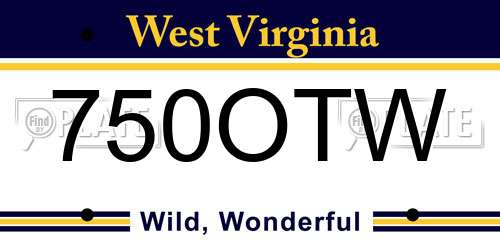 750OTW West Virginia License Plate