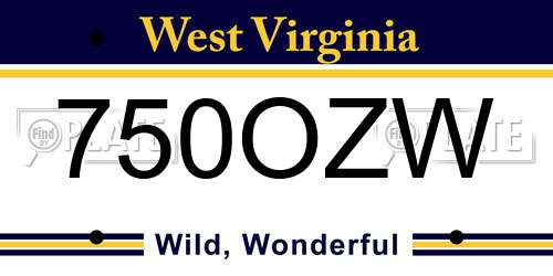 750OZW West Virginia License Plate
