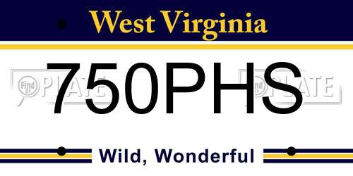 750PHS West Virginia License Plate