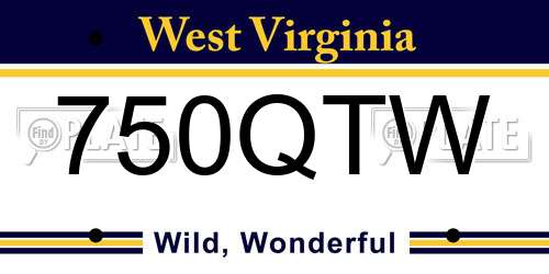 750QTW West Virginia License Plate