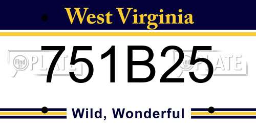 751B25 West Virginia License Plate