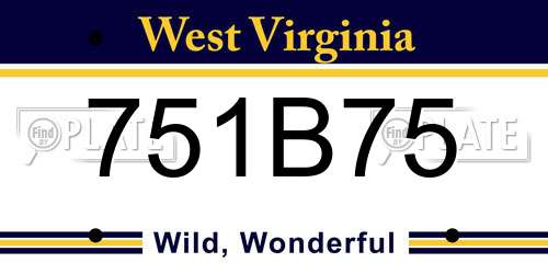 751B75 West Virginia License Plate