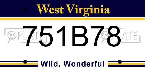 751B78 West Virginia License Plate