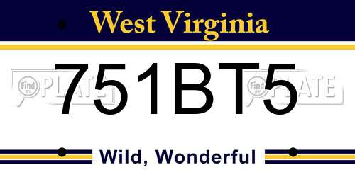 751BT5 West Virginia License Plate