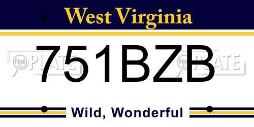 751BZB West Virginia License Plate