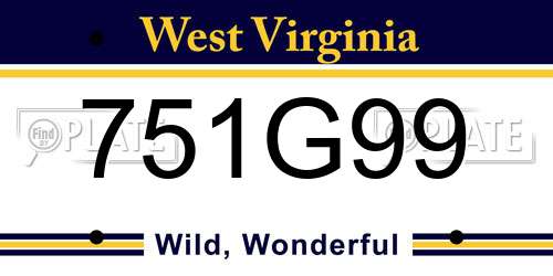 751G99 West Virginia License Plate