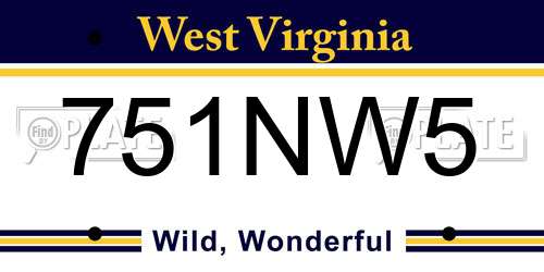 751NW5 West Virginia License Plate