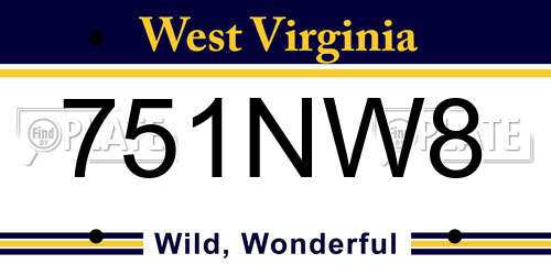 751NW8 West Virginia License Plate